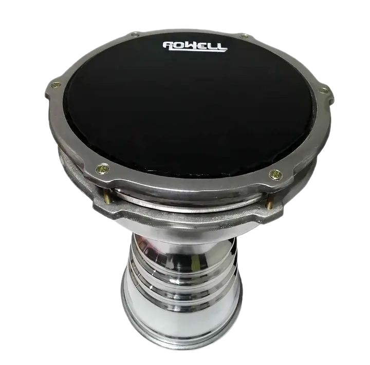 9 Inch Rowell Aluminium Darbuka 2 Years warranty - Tunable All-Weather Synthetic Head Darbak Fine Tuned Darbag Doumbek Congo Bongo 9''