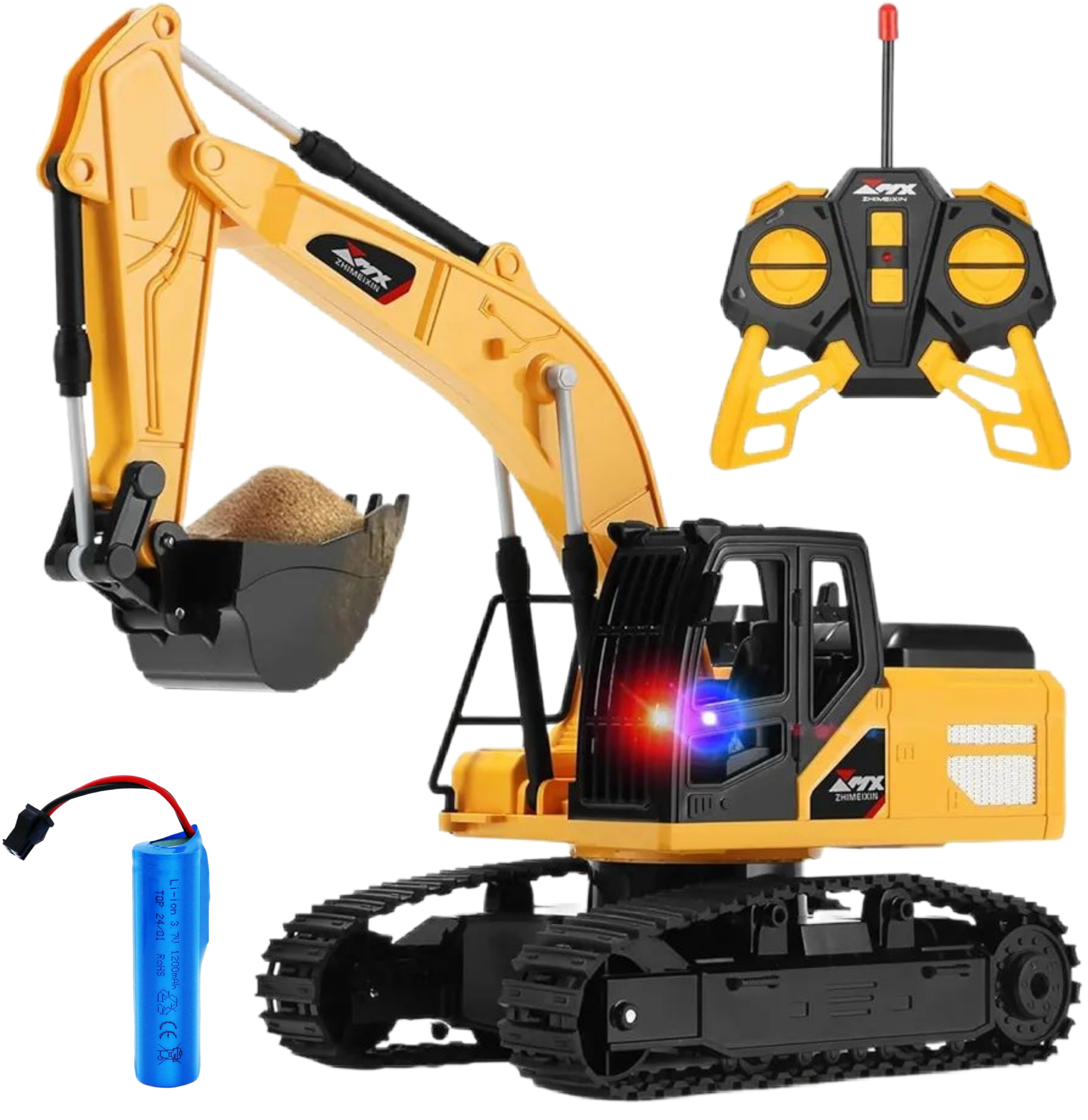 Remote Control Excavator Toys for Boys, 2.4Ghz RC Excavator Toy with Light, Construction Toys for Boys 3-5 4-7 8-12 Year Old Kids, Birthday Gift