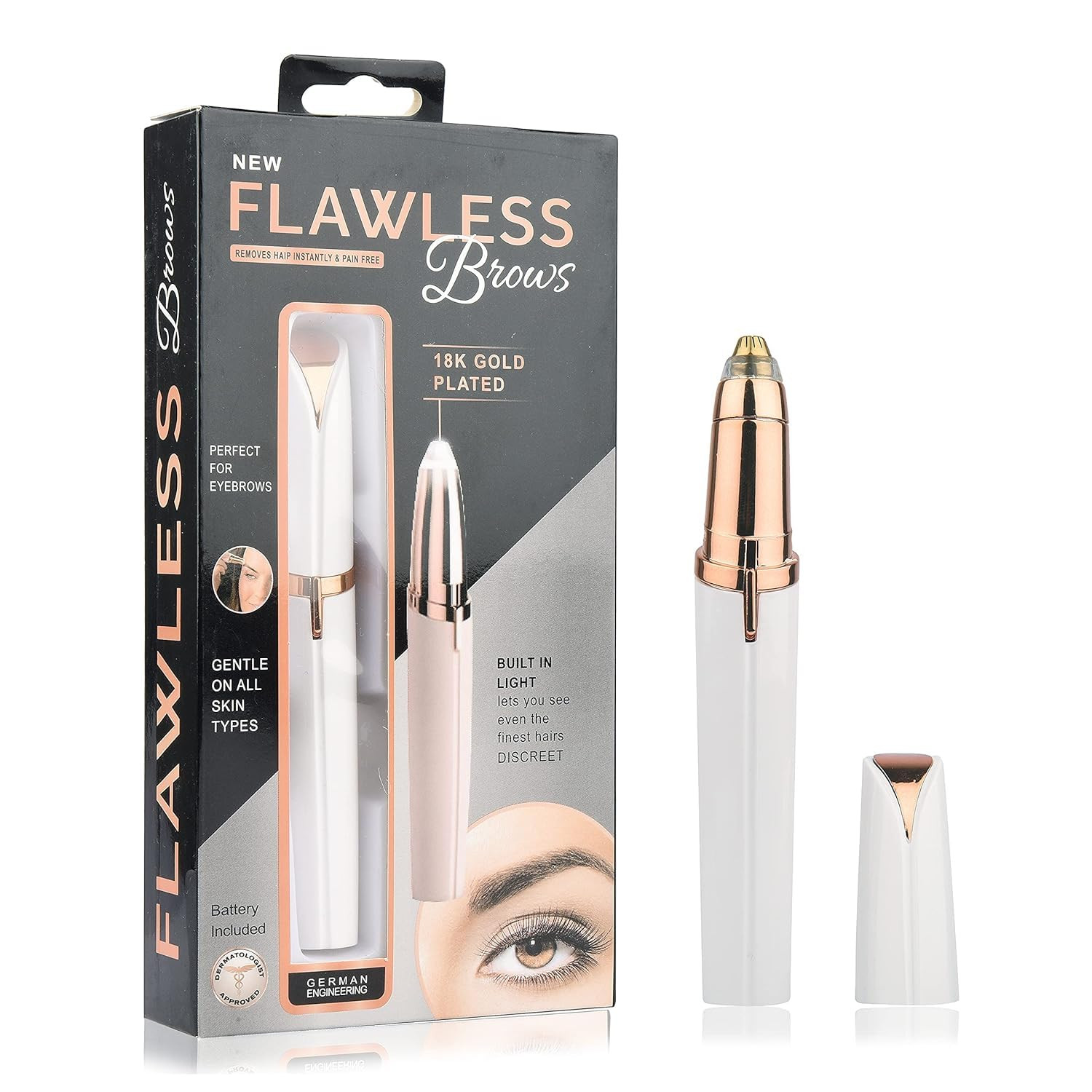 Flawless Women's Portable Safe Rechargeable Painless Eyebrow Trimmer Facial Hair Remover